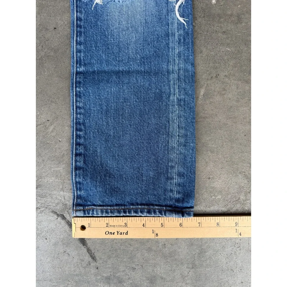 Womens Sz 26 MADEWELL Straight‎ Crop Blue Distressed Light Wash